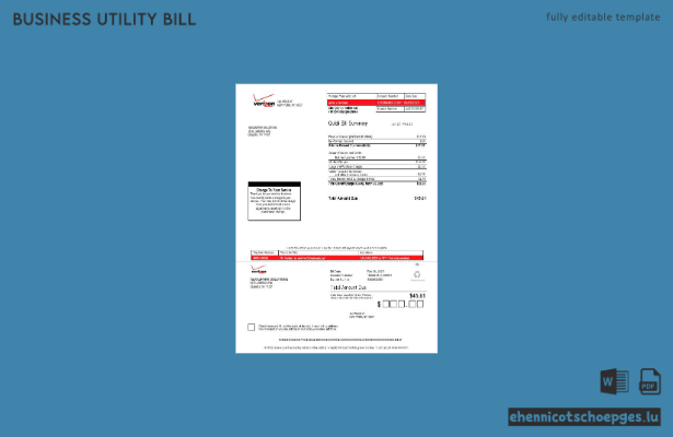 USA Verizon Geschäftskunden-Stromrechnung Version 3 Beispielvorschau
